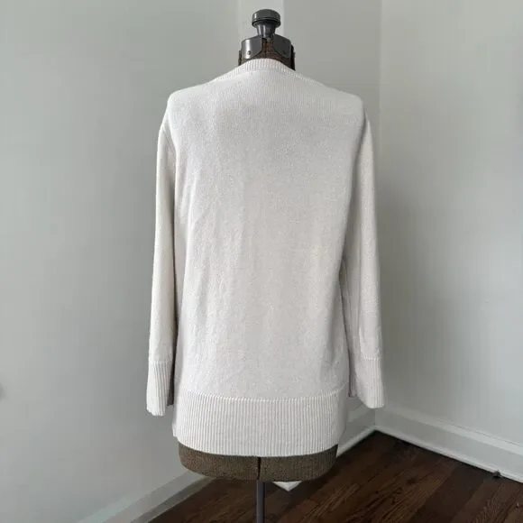 J. Crew Wool Cashmere Blend Oversized Crew Neck Sweater Size XS Cream Oatmeal - Picture 6 of 10